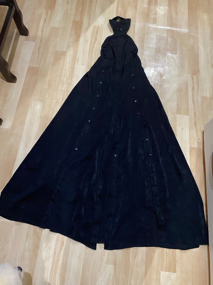 Siyah Uzun Drapeli Gotik Hamile Kabanı - Görsel 3