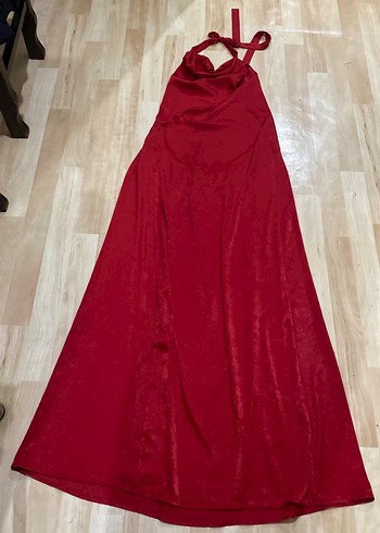 Bordo Drapeli Straplez Uzun Kadın Elbise - Görsel 2