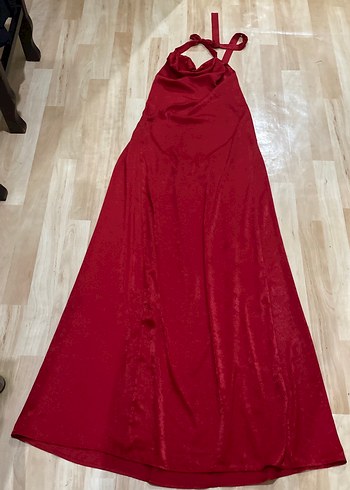 Bordo Drapeli Straplez Uzun Kadın Elbise - Görsel 3