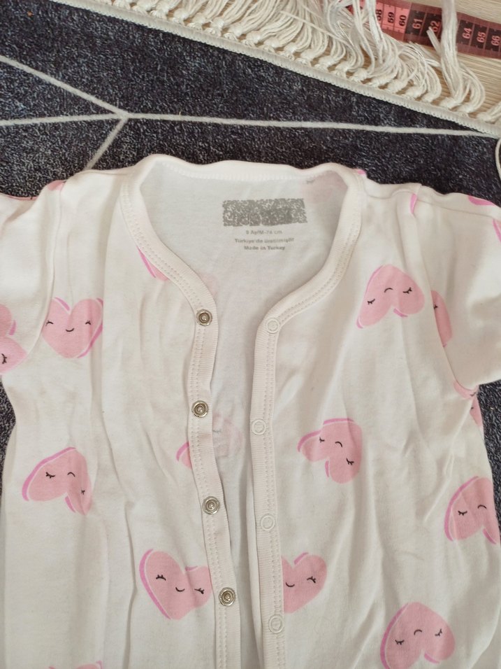 Pembe Düğmeli Bebek Kız Tulum - Görsel 3