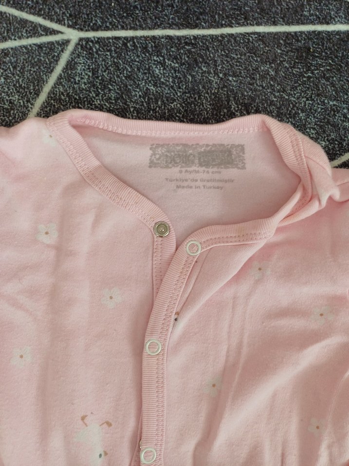 Düğmeli Pembe Bebek Kız Tulum - Görsel 3