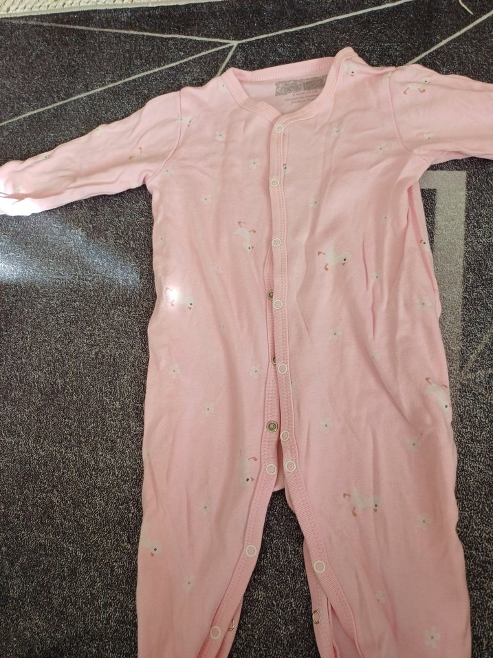 Düğmeli Pembe Bebek Kız Tulum - Görsel 2