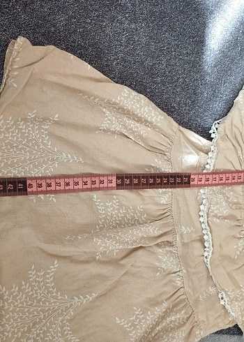 Kız Çocuk Nakışlı Bej Keten Elbise - Görsel 3