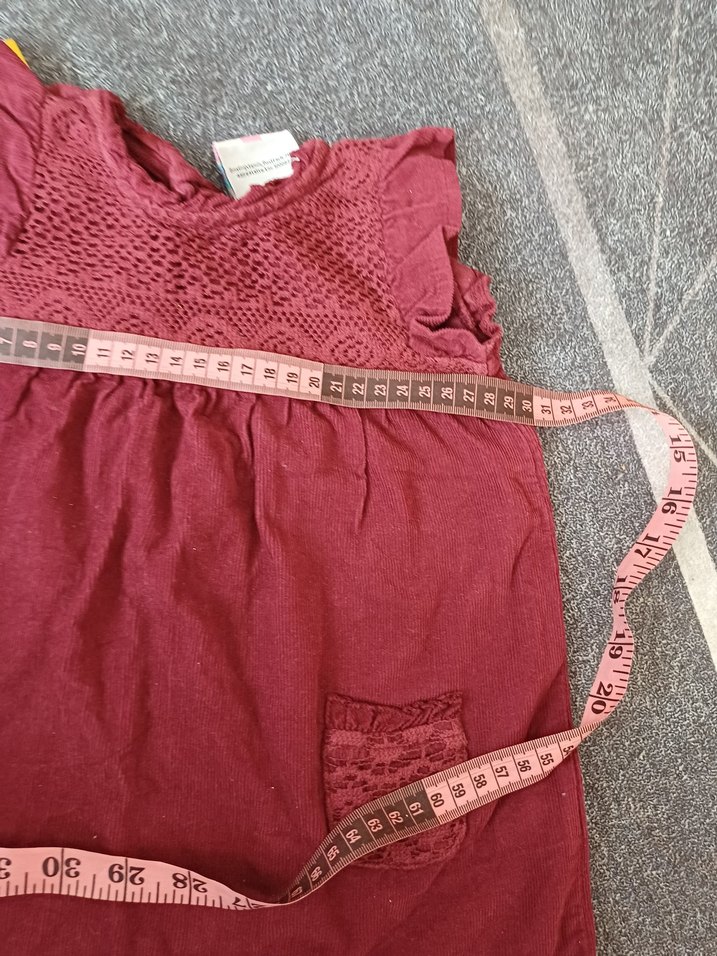 Bordo Nakışlı Bohem Kız Çocuk Elbise - Görsel 2