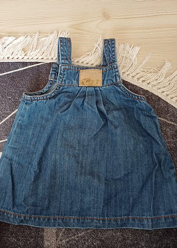 Kız Çocuk Kot Elbise Askılı Bol Kesim - Görsel 6