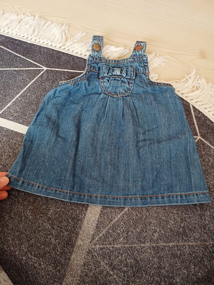 Kız Çocuk Kot Elbise Askılı Bol Kesim - Görsel 3