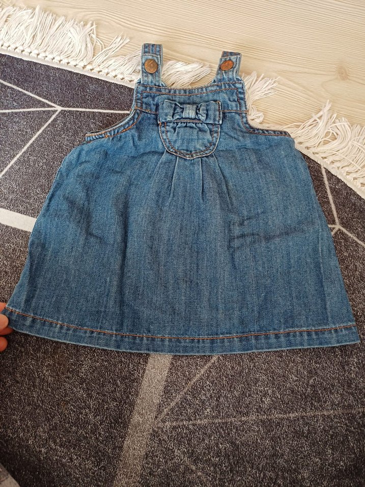 Kız Çocuk Kot Elbise Askılı Bol Kesim - Görsel 2