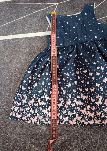 Kız Çocuk Lacivert Desenli Kot Elbise - Görsel 9