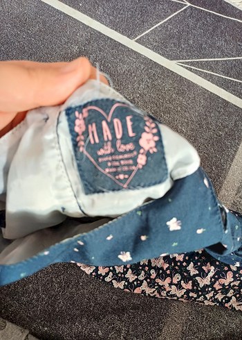 Kız Çocuk Lacivert Desenli Kot Elbise - Görsel 6