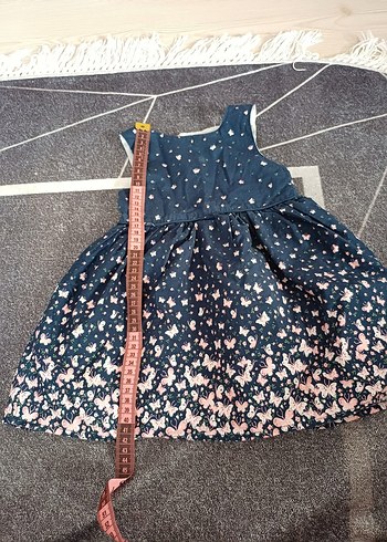 Kız Çocuk Lacivert Desenli Kot Elbise - Görsel 4