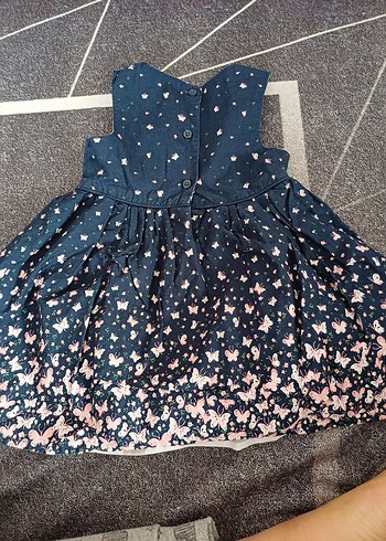 Kız Çocuk Lacivert Desenli Kot Elbise - Görsel 7