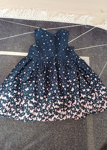 Kız Çocuk Lacivert Desenli Kot Elbise - Görsel 8