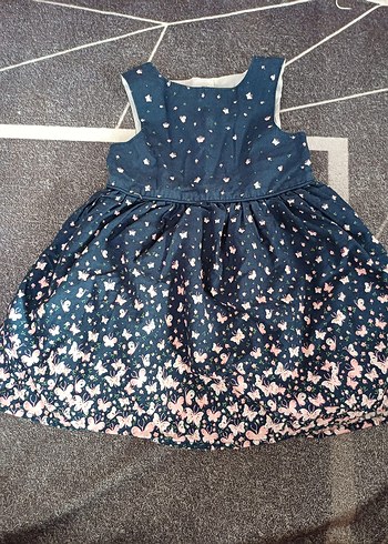 Kız Çocuk Lacivert Desenli Kot Elbise - Görsel 2