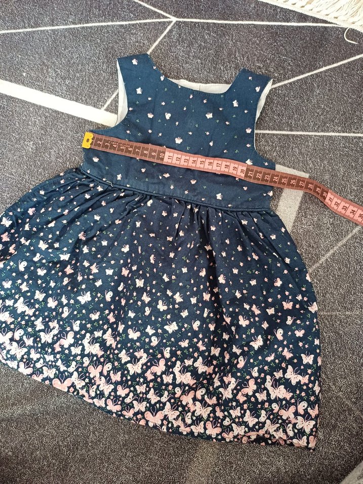 Kız Çocuk Lacivert Desenli Kot Elbise - Görsel 3