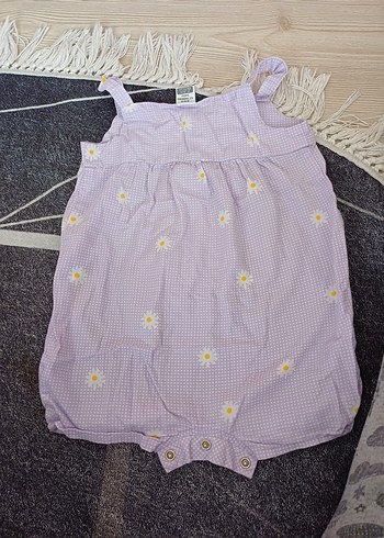 Mor Düğmeli Kız Çocuk Askılı Tulum - Görsel 6