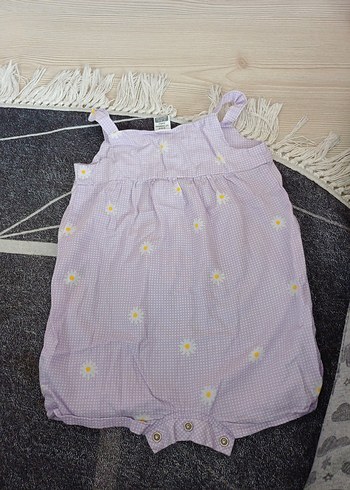 Mor Düğmeli Kız Çocuk Askılı Tulum - Görsel 5