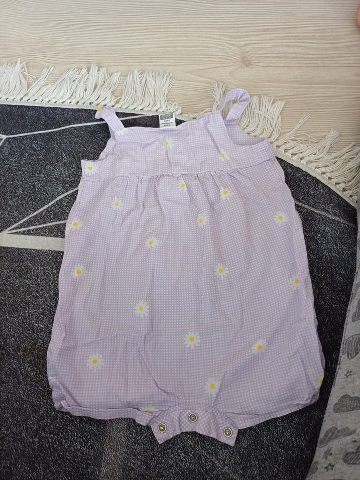 Mor Düğmeli Kız Çocuk Askılı Tulum - Görsel 5