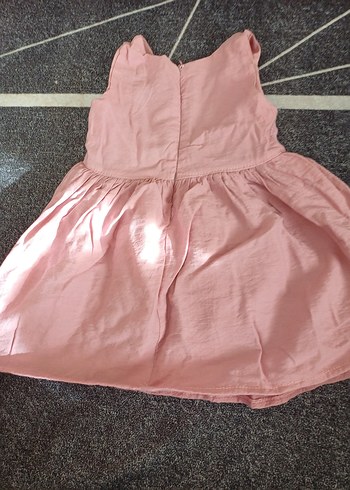 Pembe Keten Kolsuz Kız Çocuk Elbisesi - Görsel 2