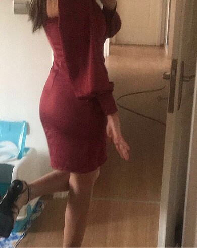 s Beden bordo Renk Saten bordo elbise