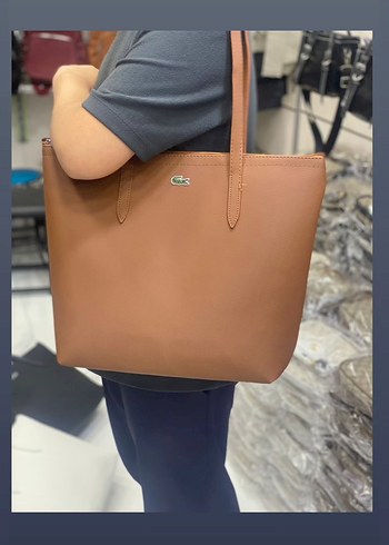 Lacoste Beyaz Büyük Boy Deri Lacoste Kadın Çanta