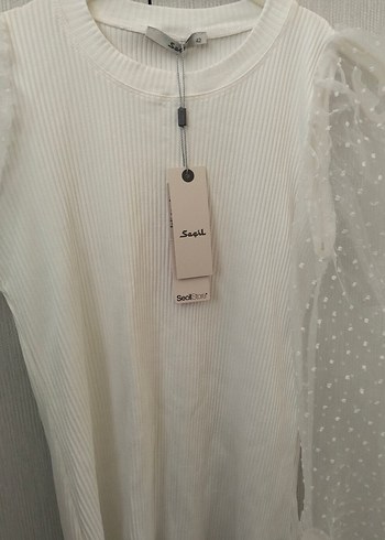 Tül Detaylı Beyaz Kadın Bluz - Görsel 4