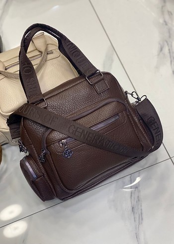 Kahverengi Deri Tokalı Kadın Çanta - Görsel 2