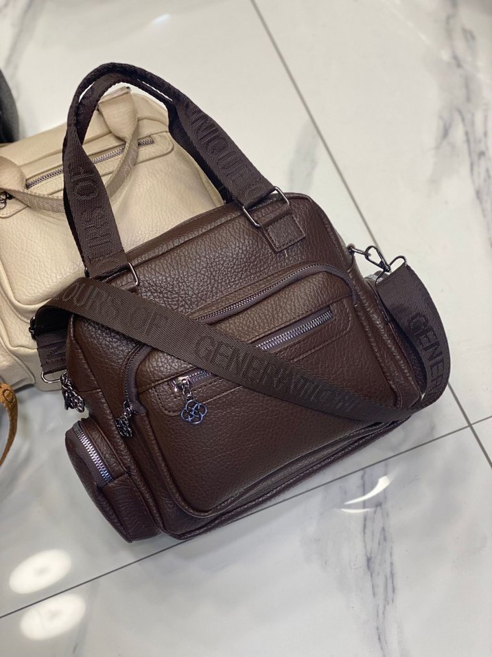 Kahverengi Deri Tokalı Kadın Çanta - Görsel 2