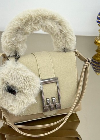 Renkli Leopar Desenli Kürklü Kadın Çanta - Görsel 2