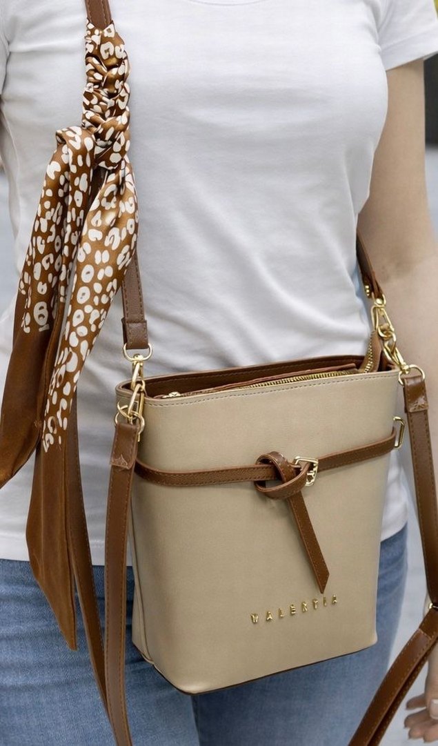 Kahverengi Deri Yılan Desenli Kadın Çanta - Görsel 3