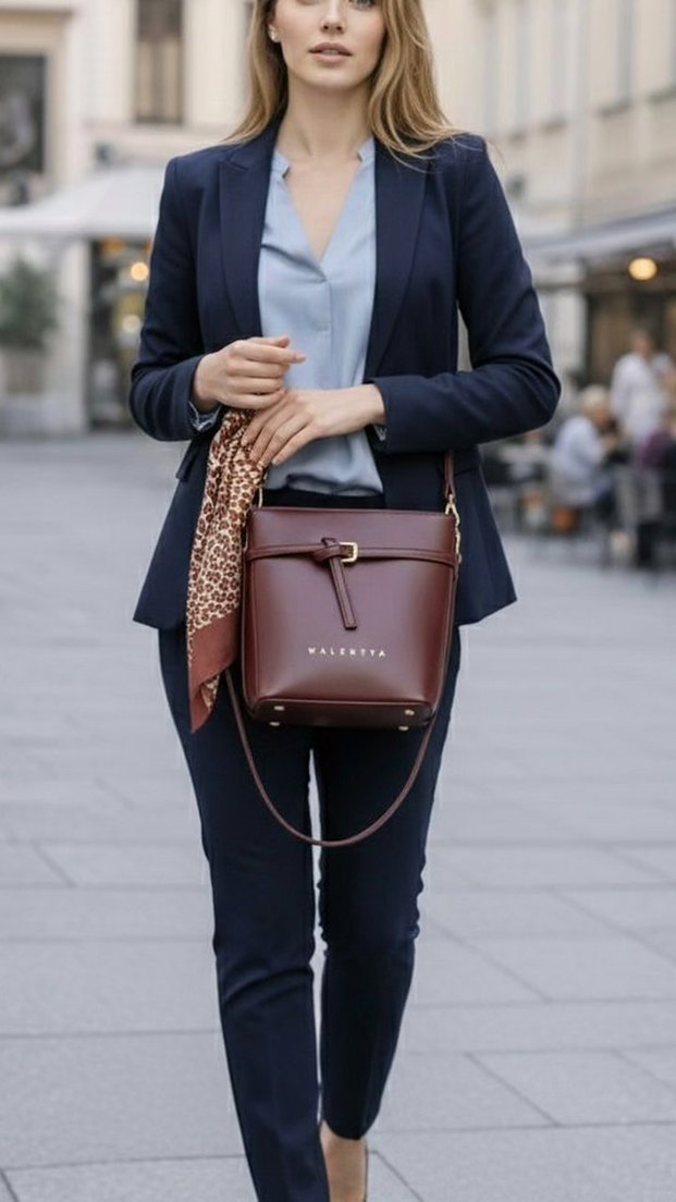 Kahverengi Deri Yılan Desenli Kadın Çanta - Görsel 4