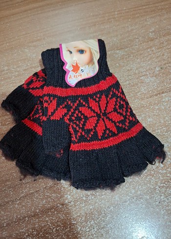 Nakışlı Örgü Eldiven yarım parmak - Görsel 4