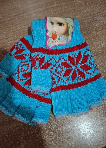 Nakışlı Örgü Eldiven yarım parmak - Görsel 3