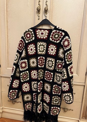 Bohem Çok Renkli Uzun Örgü Hırka - Görsel 6