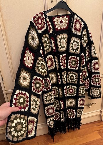 Bohem Çok Renkli Uzun Örgü Hırka - Görsel 3