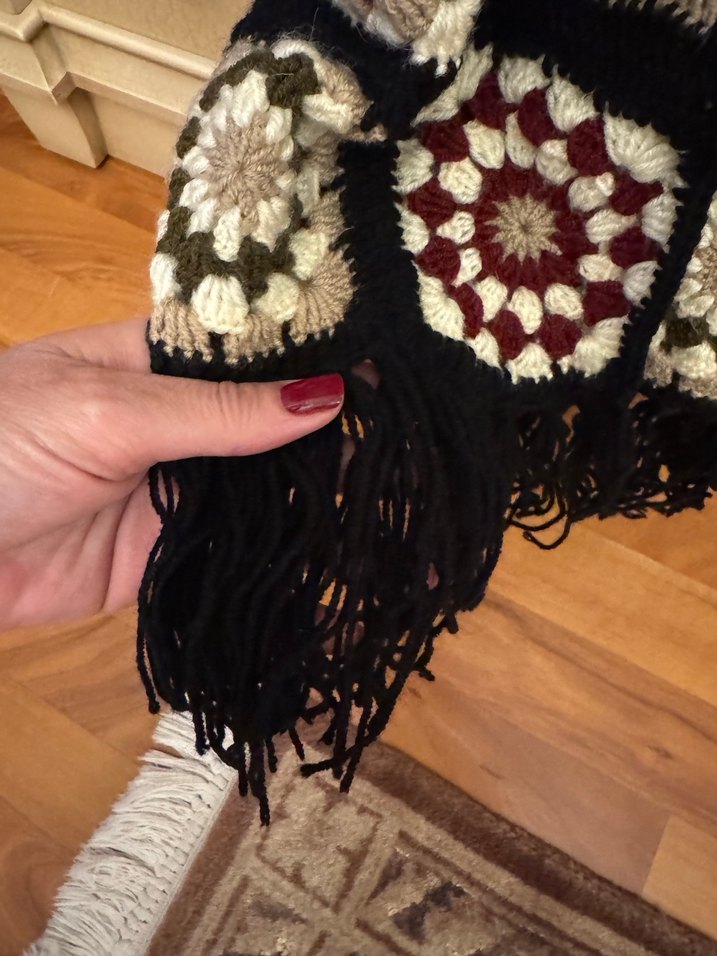 Bohem Çok Renkli Uzun Örgü Hırka - Görsel 5