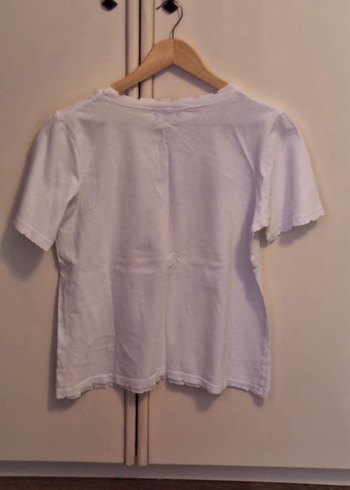 Beyaz Baskılı Kadın Tişört - Görsel 2