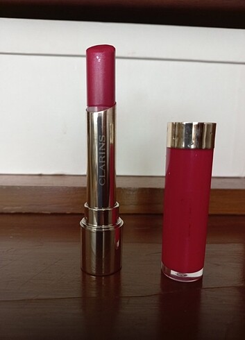 Clarins Joli Rouge Lacquer 762L Pop Pink Intense Color Lip Balm 