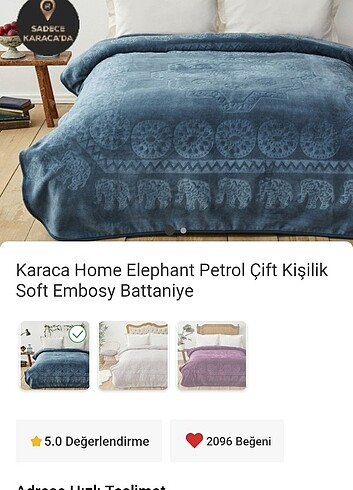 Karaca çift kişilik battaniye