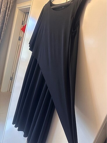 Siyah buzzy kumaş elbise