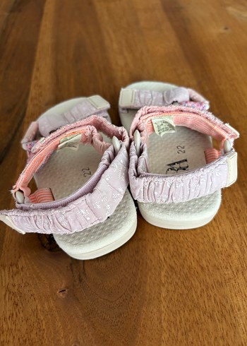 Kız Çocuk Pembe Bağlama Desenli Cırt Cırtlı Sandalet - Görsel 4