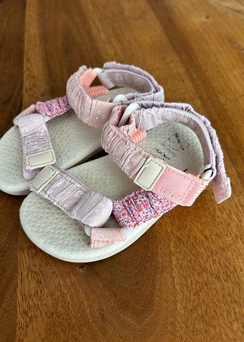 Kız Çocuk Pembe Bağlama Desenli Cırt Cırtlı Sandalet - Görsel 3