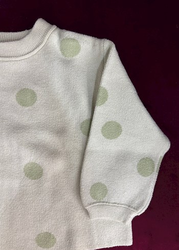 Kız Çocuk Beyaz Puantiyeli Triko Kazak - Görsel 2