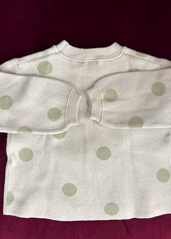 Kız Çocuk Beyaz Puantiyeli Triko Kazak - Görsel 4