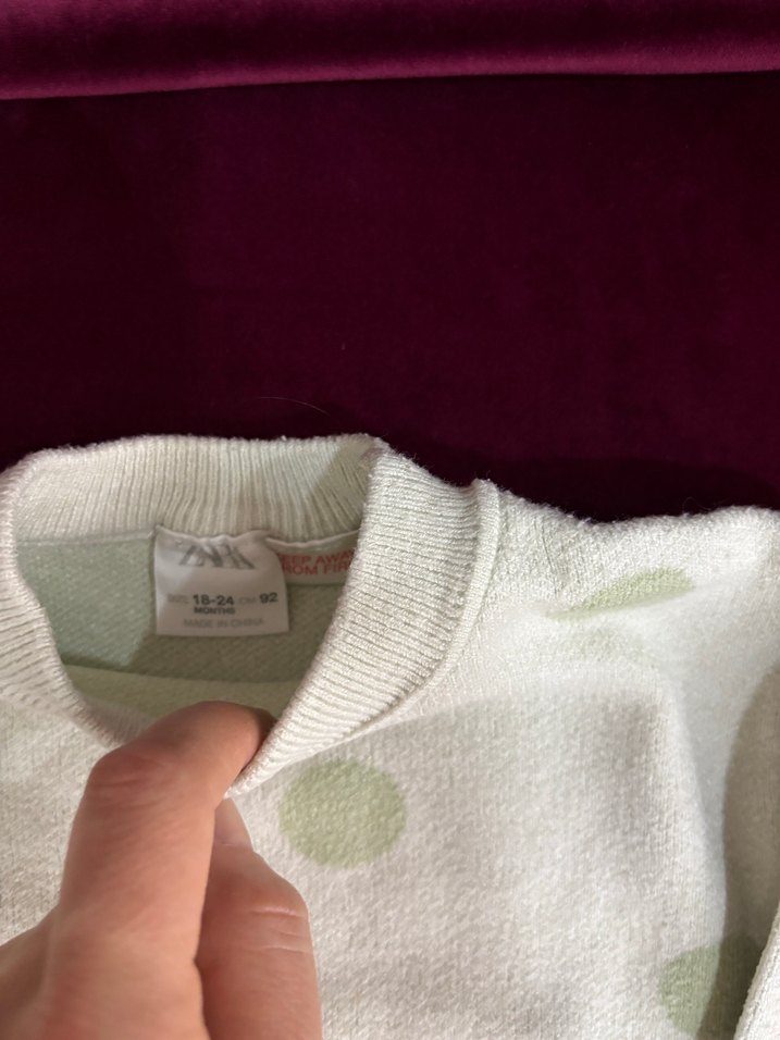 Kız Çocuk Beyaz Puantiyeli Triko Kazak - Görsel 3