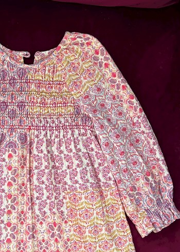 Çiçekli Uzun Kollu Kız Elbisesi - Görsel 2