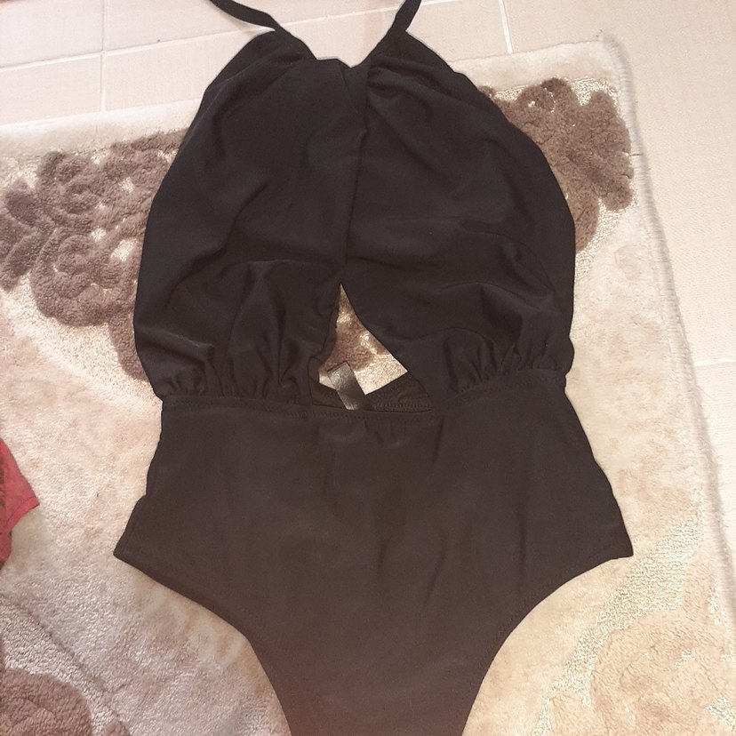 Kadın Siyah Sıfır Kol Kürklü Monokini - Görsel 2