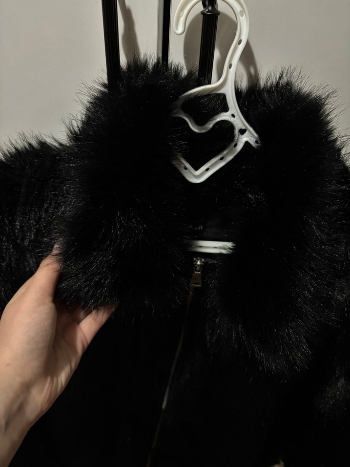 Kadın Siyah Kürk Detaylı Fermuarlı Ceket - Görsel 2