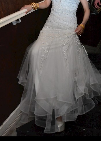 Beyaz Straplez Balık Gelinlik,nişanlık - Görsel 3