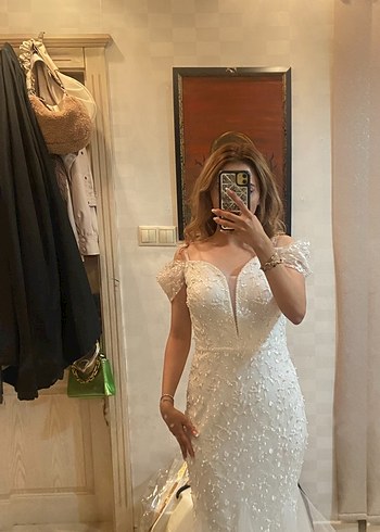 Beyaz Straplez Balık Gelinlik,nişanlık - Görsel 4