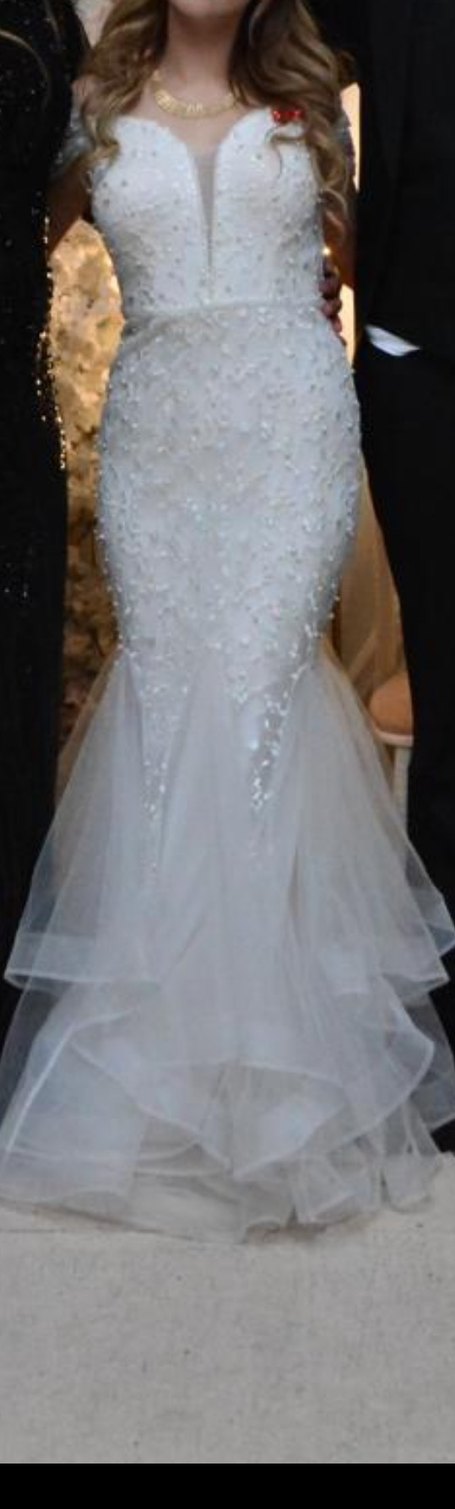 Beyaz Straplez Balık Gelinlik,nişanlık - Görsel 2